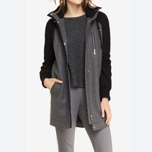 Express Wool Blend Long Coat Women Size M Hooded Full Zip